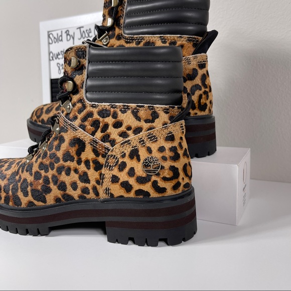TIMBERLAND LONDON SQUARE HIKER ANKLE BOOTS WOMENS SIZE 6 LEOPARD PRINT BROWN SHE - Picture 10 of 10